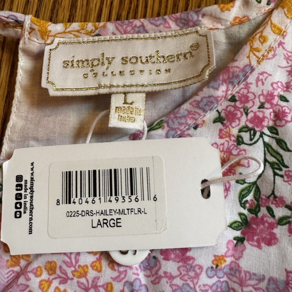 Simply Southern Hailey Quilted Patchwork Pink Tiered Maxi Dress Floral Large - Picture 7 of 10